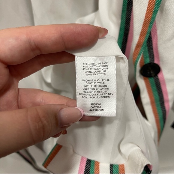 Halogen Colorful Stripe Ruched Sleeve Cotton Blend Blazer 2X One Button - Picture 11 of 12